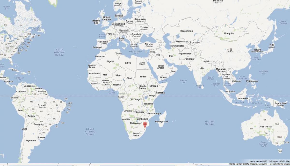 Mapa ng Swaziland sa mundo