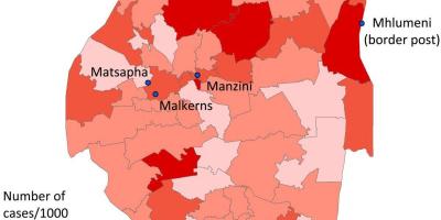 Mapa ng Swaziland malarya